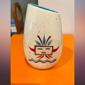 Southwest Native American Style Ceramic Vase Kachina Design